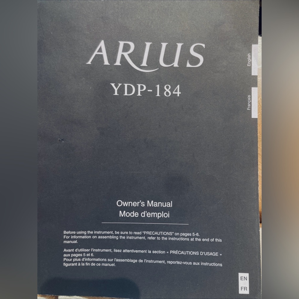 Yamaha Keyboard Manual Arius YDP 184 Owners Replacement Digital Instruction